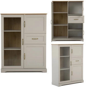 Witryna niska z szufladą Szafka oszklona Ramiak Dąb harbor Kaszmir SORETTO