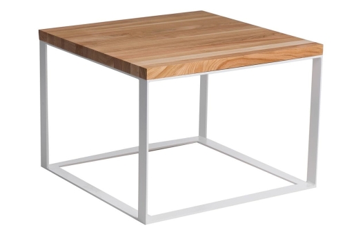 Stolik Square 100x100 biały płask. 40 mm blat lakierowany z czereśni naturalny