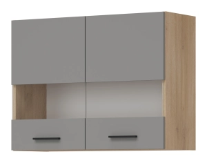 Szafka górna z witryną 80 cm wisząca kuchenna PATI PK06/PF08 Jasny Grafit