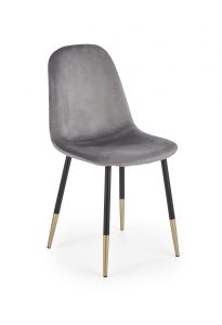Krzesło welurowe glamour do salonu popielate K379