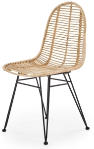 Krzesło rattanowe metalowe naturalne na taras K337