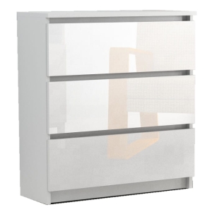 Komoda z szufladami bez uchwytów LIRA 3S biała połysk AKRYL 80 cm