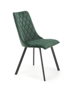 Krzesło welurowe do jadalni ciemno zielone K450 loft
