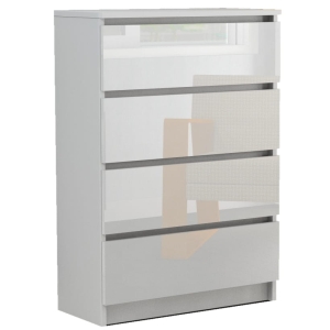 Komoda z szufladami bez uchwytów LIRA 4S biała połysk AKRYL 70 cm