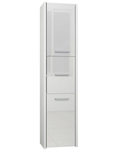 Słupek łazienkowy stojący, szafka, regał PRIMO 3D biały połysk AKRYL 40 cm
