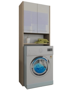 Szafka łazienkowa nad pralkę, regał PRIMO dąb sonoma / połysk 64 x 176 cm