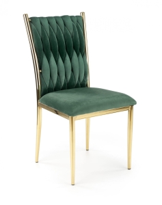 Krzesło welurowe glamour ciemno zielone złote K436