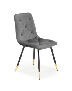 Krzesło welurowe glamour popielate / złote K438