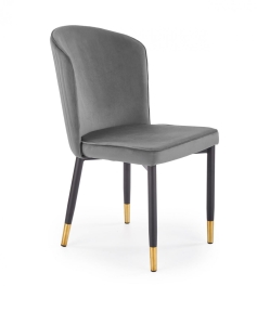 Krzesło welurowe glamour do salonu popielate k446