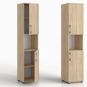Regał biurowy na książki Szafa z półką otwartą M 2D dąb sonoma 40 x 32 cm