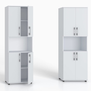 Regał biurowy na książki Szafa z półką otwartą M 4D biały 80 x 32 cm