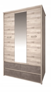 Szafa z lustrem 3d4s , kasztan nairobi / onyx,  kolekcja Jazz