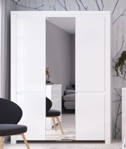 Szafa z lustrem 5d, biały połysk, kolekcja Lingo