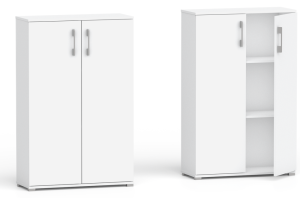 Regał biurowy niski, komoda, szafka RELIC 2D biały 110 x 80 x 32 cm