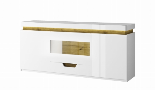 system TORINO szafka RTV 2d1w1s_160 biały połysk _ dąb nawarra_3.jpg