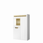 Witryna niska 2d1w prawa, biały połysk/dąb nawarra, kolekcja Torino 