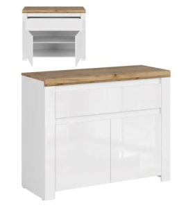 Komoda 2d1s, biały połysk/dąb wotan, kolekcja Vigo