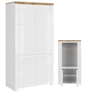 Szafa 4d, biały połysk/dąb wotan, kolekcja Vigo  