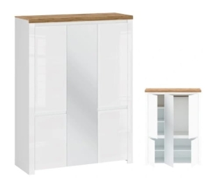 Szafa z lustrem 5d, biały połysk/dąb wotan, kolekcja Vigo 