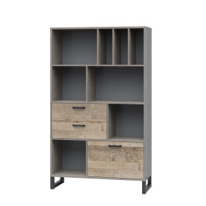 Regał 1d2s, szary/dąb piaskowy, kolekcja Bari