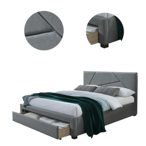 Łóżko dwuosobowe z szufladą 160x200 szare Valery - test