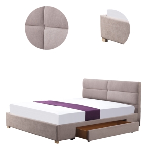 Łóżko podwójne z szufladą 160x200 beżowe Merida