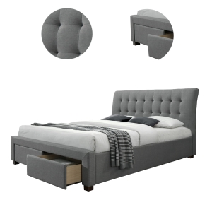 Łóżko tapicerowane Percy 160x200 szare do sypialni