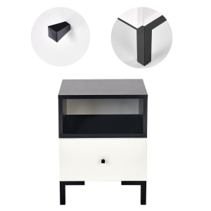 Szafka nocna stolik z szufladą Silvia biała czarna