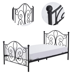 Łóżko metalowe ze stelażem czarne Panama 120x200