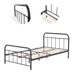 Łóżko metalowe młodzieżowe czarne 120x200 Linda