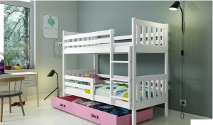 Łóżko piętrowe  Carino- 2 osobowe 160/80 biały