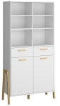 Regał Skandynawski z Szafką Duży Biały Belle 2D2S