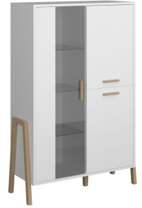 Witryna Komoda do Salonu Szklana Biała Belle 2D1W