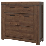 Komoda z Szufladą Szafka Dąb Brązowy Brass 2D1S