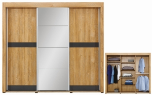Szafa przesuwna z lustrem na ubrania dąb YORK Y9
