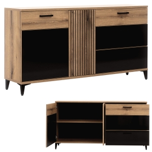 Komoda duża z szufladami czarna połysk ARIS AS3