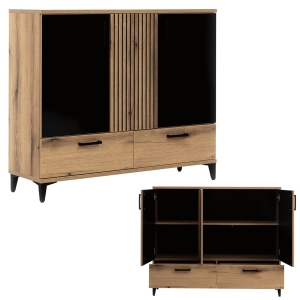 Komoda z szufladami dąb czarna połysk ARIS AS4