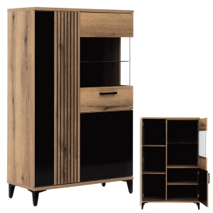 Witryna Kredens Komoda dąb czarna połysk ARIS AS6