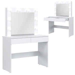 Toaletka z lustrem LED Biurko Biała REMI RM16