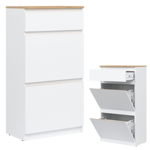 Szafka na buty klapowa wąska dąb Biała REMI RM11