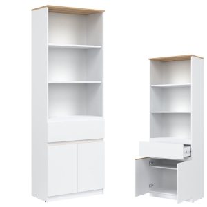 Szafka szeroka Regał Słupek dąb Biała REMI RM09