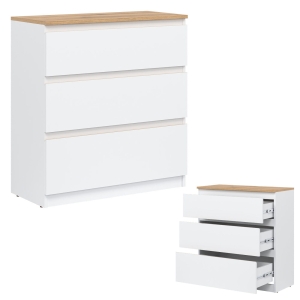 Komoda mała z szufladami niska dąb Biała REMI RM02