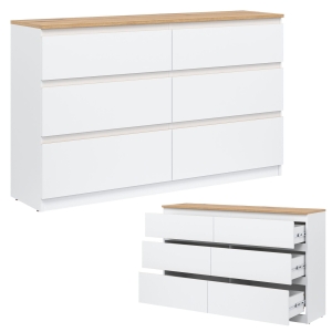 Komoda duża z szufladami niska dąb Biała REMI RM03