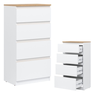 Komoda wąska z szufladami dąb Biała REMI RM04