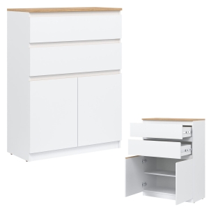 Komoda wysoka z szufladami dąb Biała REMI RM05