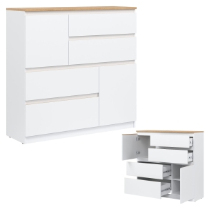 Komoda duża z szufladami dąb Biała REMI RM06