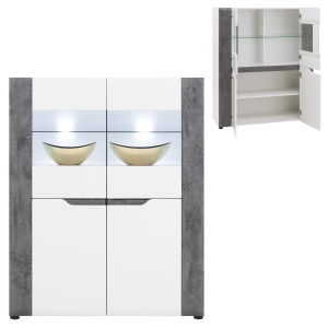 Kredens Witryna szklana biała połysk BRANDO B4