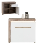 Komoda mała z szufladą dąb biała połysk IRMA IM3