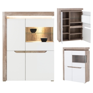 Kredens Witryna dąb biały połysk IRMA IM5