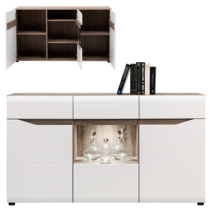 Kredens Witryna szklana biała połysk LIONEL LI4